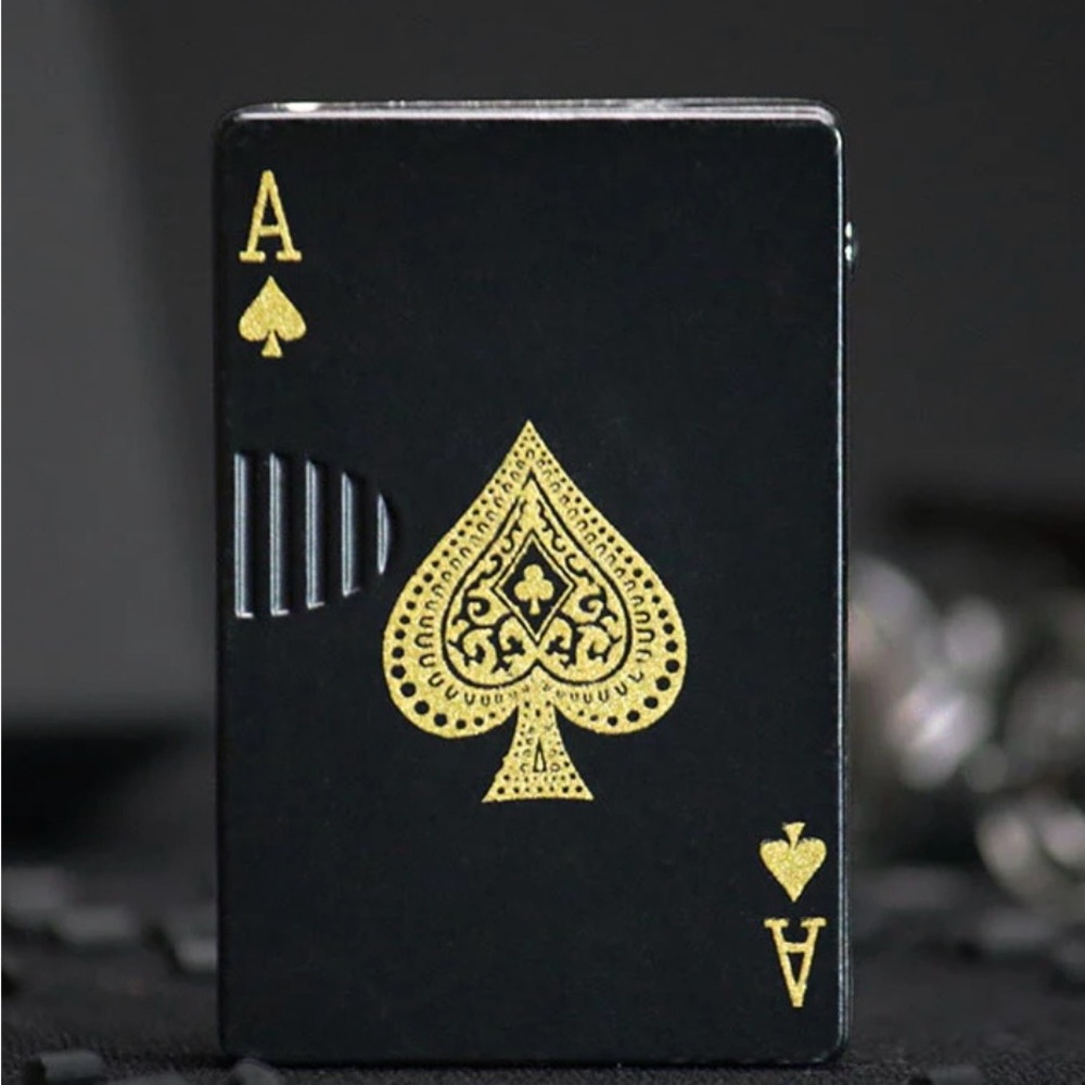 Poker Card Lighter Ace of Spades Black Gold Lighter Wind Proof Works